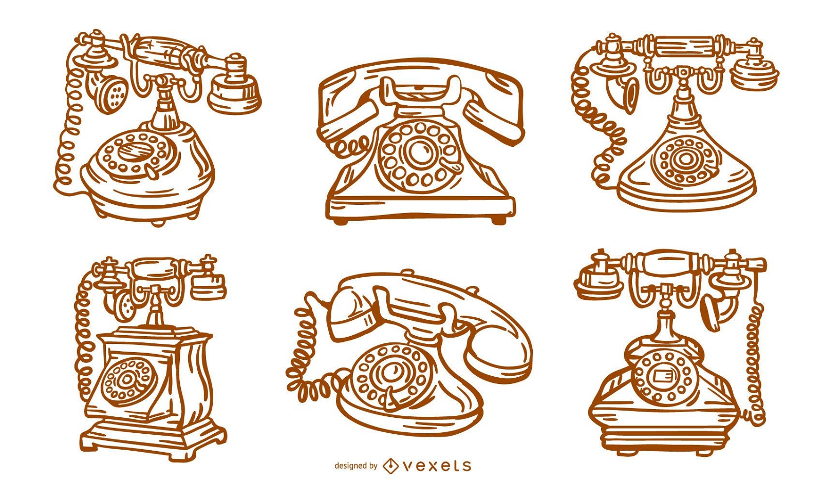 Pacote de design de traço de telefone antigo
