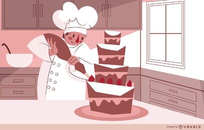 Pastry Chef Cake Illustration Design Pastry Chef Cake Illustration Design