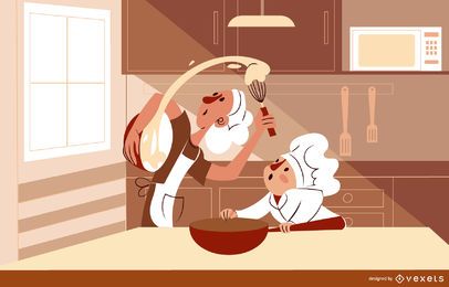 Cozinhando personagens em ilustração de cozinha Cozinhando personagens em ilustração de cozinha