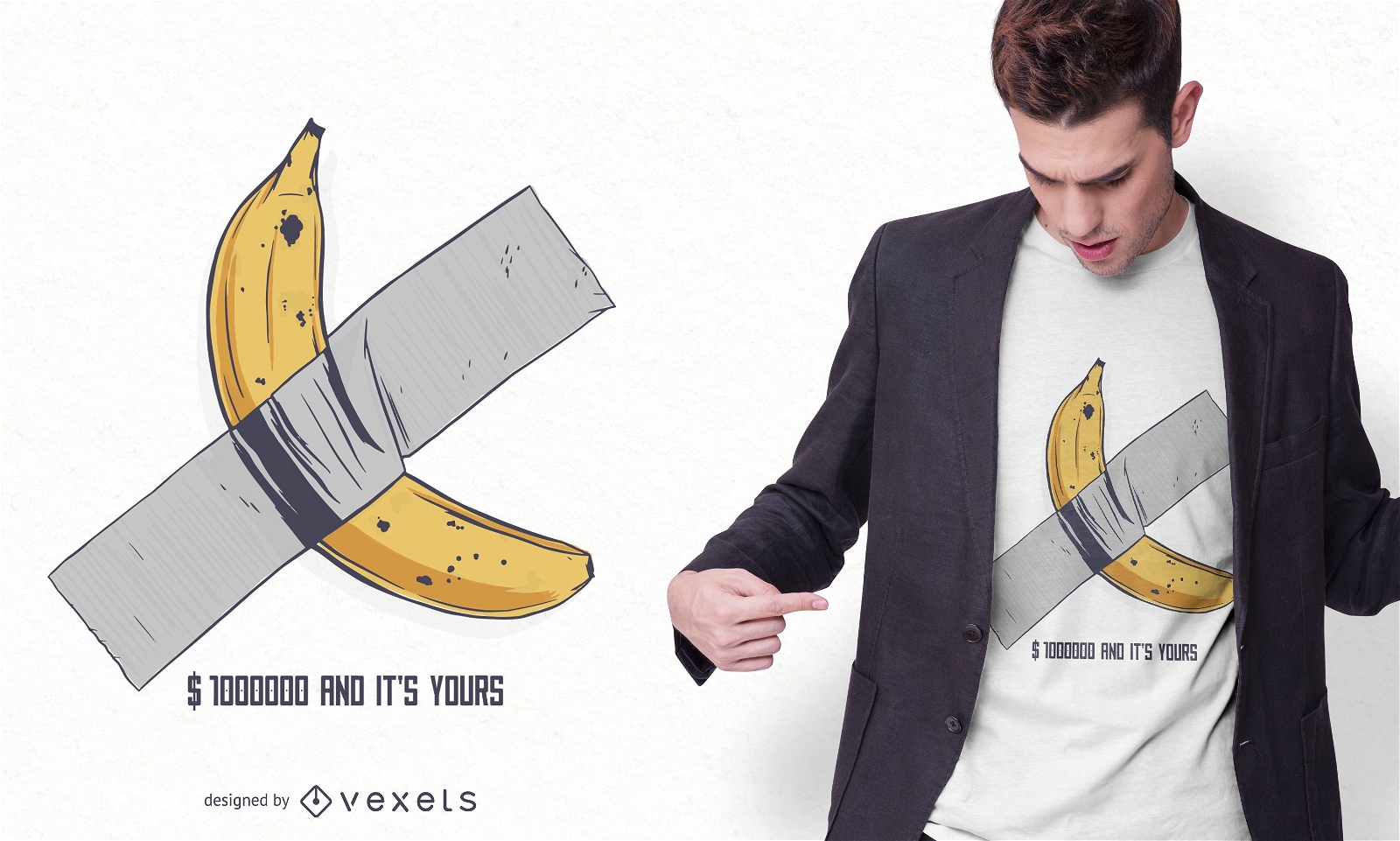 Diseño de camiseta Taped Banana Art