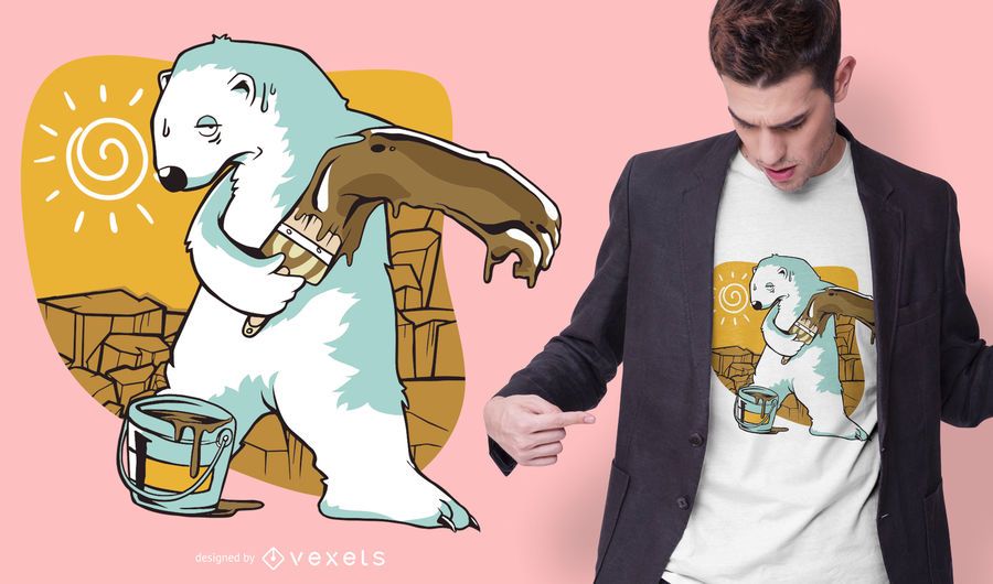 Projeto do t-shirt da pintura do urso polar Projeto do t-shirt da pintura do urso polar