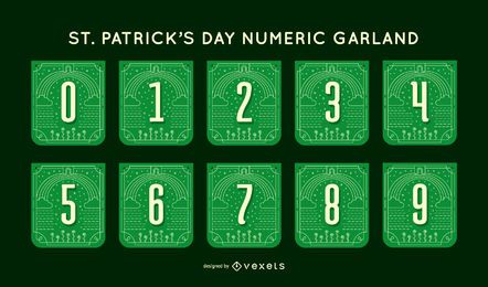 Conjunto de guirnaldas de números del día de san patricio
