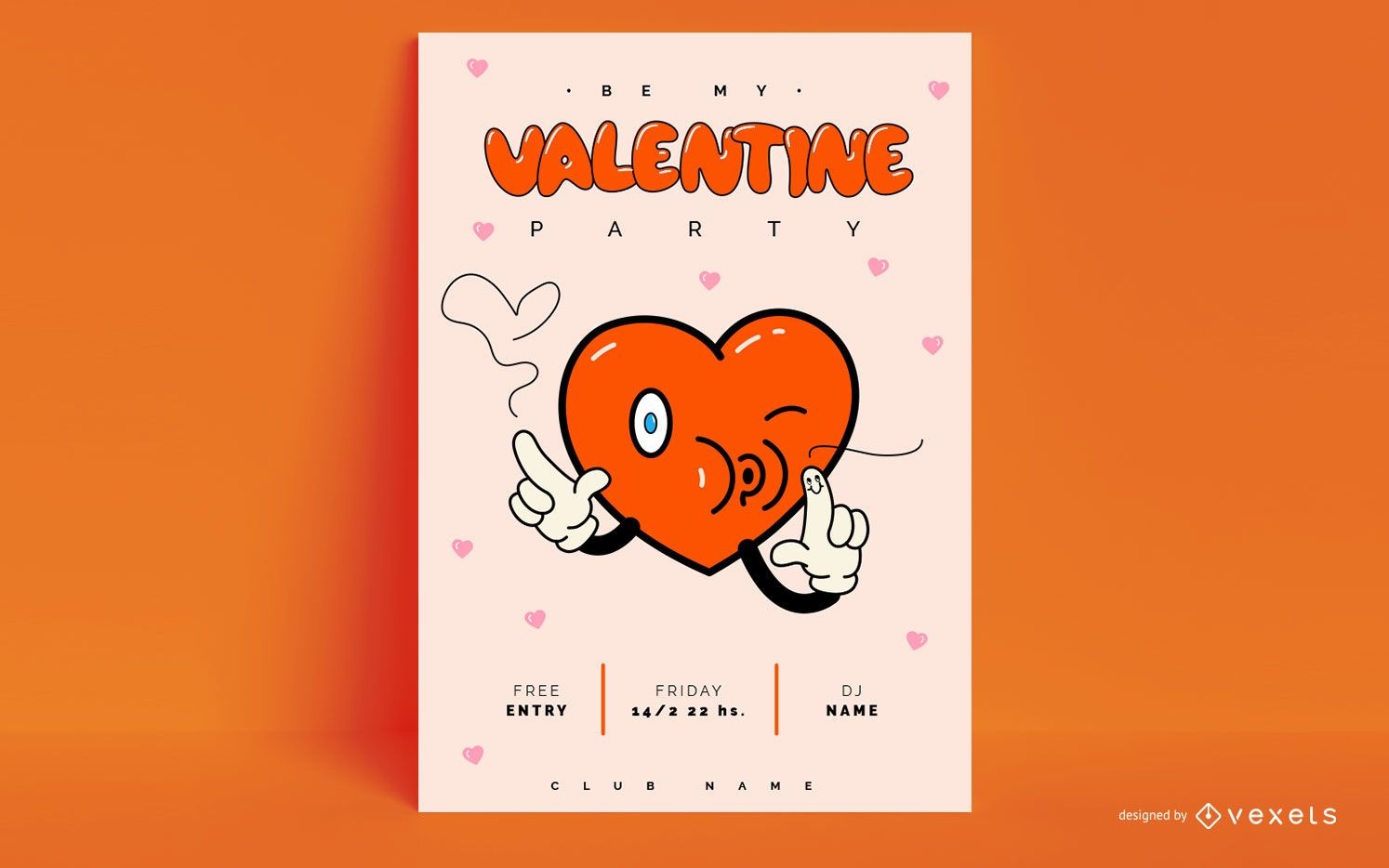 Valentinstag-Party-Herz-Poster-Vorlage