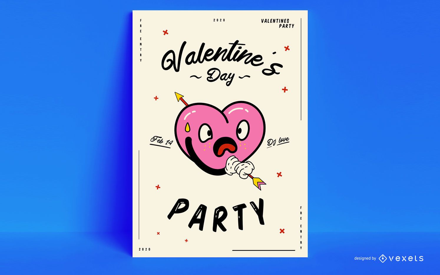 Diseño de cartel de corazón de fiesta de san valentín.