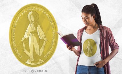 Projeto do t-shirt da medalha da Virgem Maria Projeto do t-shirt da medalha da Virgem Maria