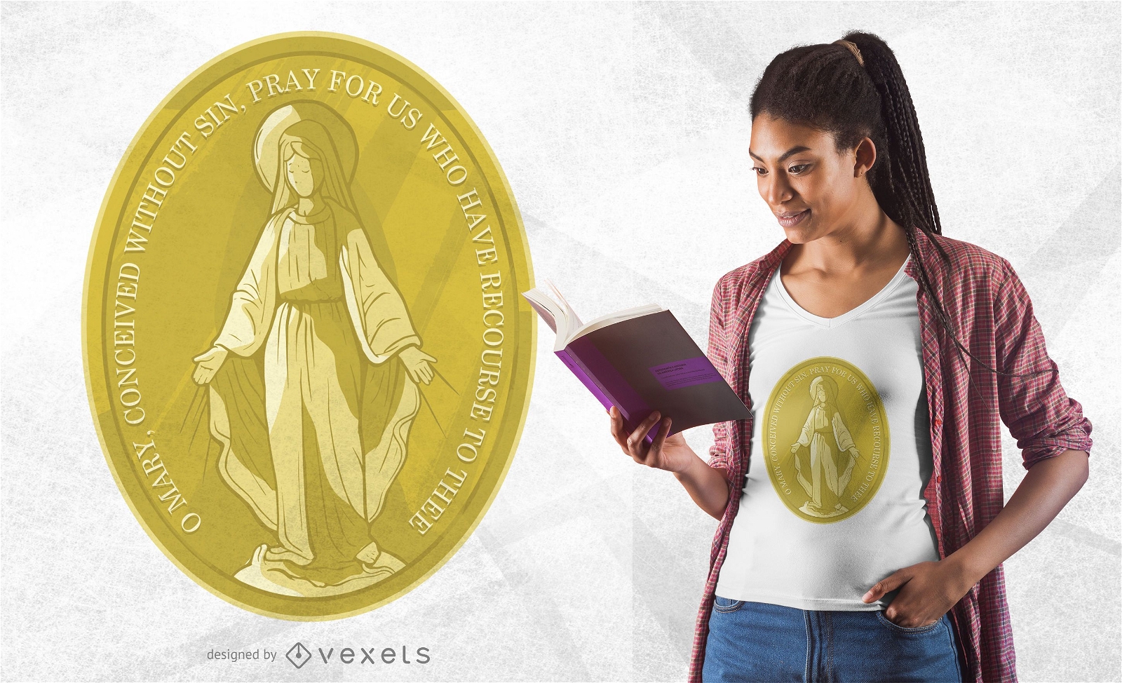 Design de camisetas da medalha da Virgem Maria