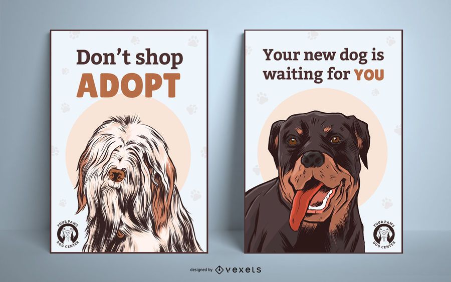 Conjunto de cartaz de adoção de cachorro Conjunto de cartaz de adoção de cachorro