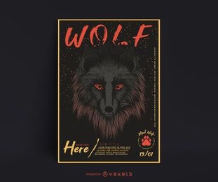 Design de pôster de ilustração de lobo