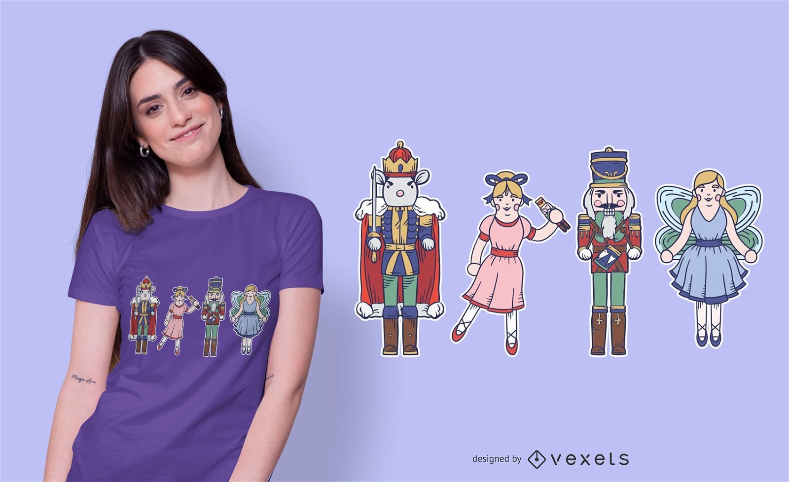 Design de camisetas dos personagens quebra-nozes