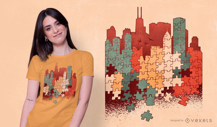 City puzzle t-shirt design City puzzle t-shirt design