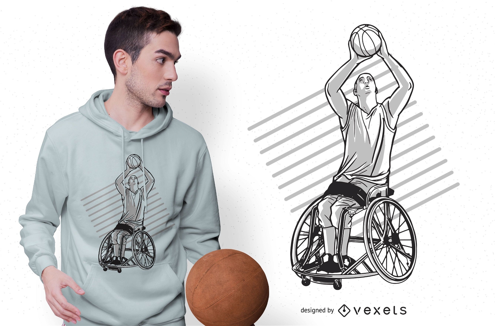 Design de camiseta de basquete para cadeira de rodas