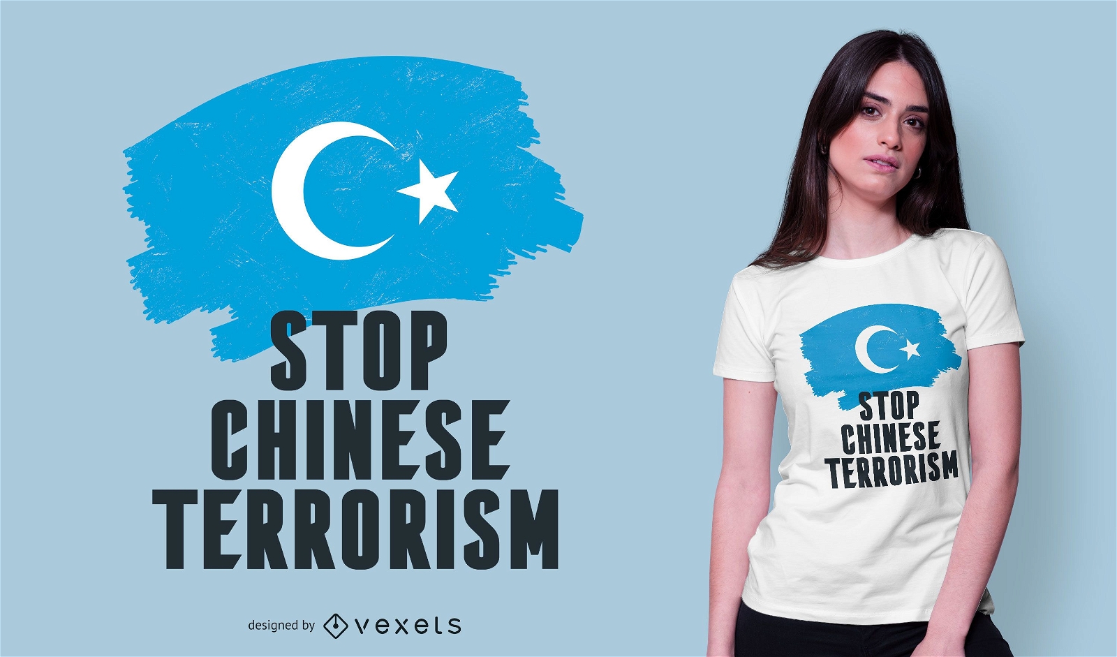 Detener el terrorismo chino dise?o de camiseta