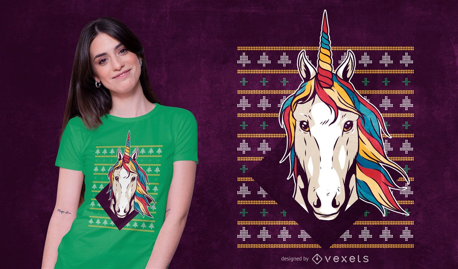 Ugly sweater unicorn t-shirt design