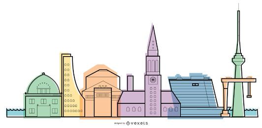 Kieler Skyline Illustration