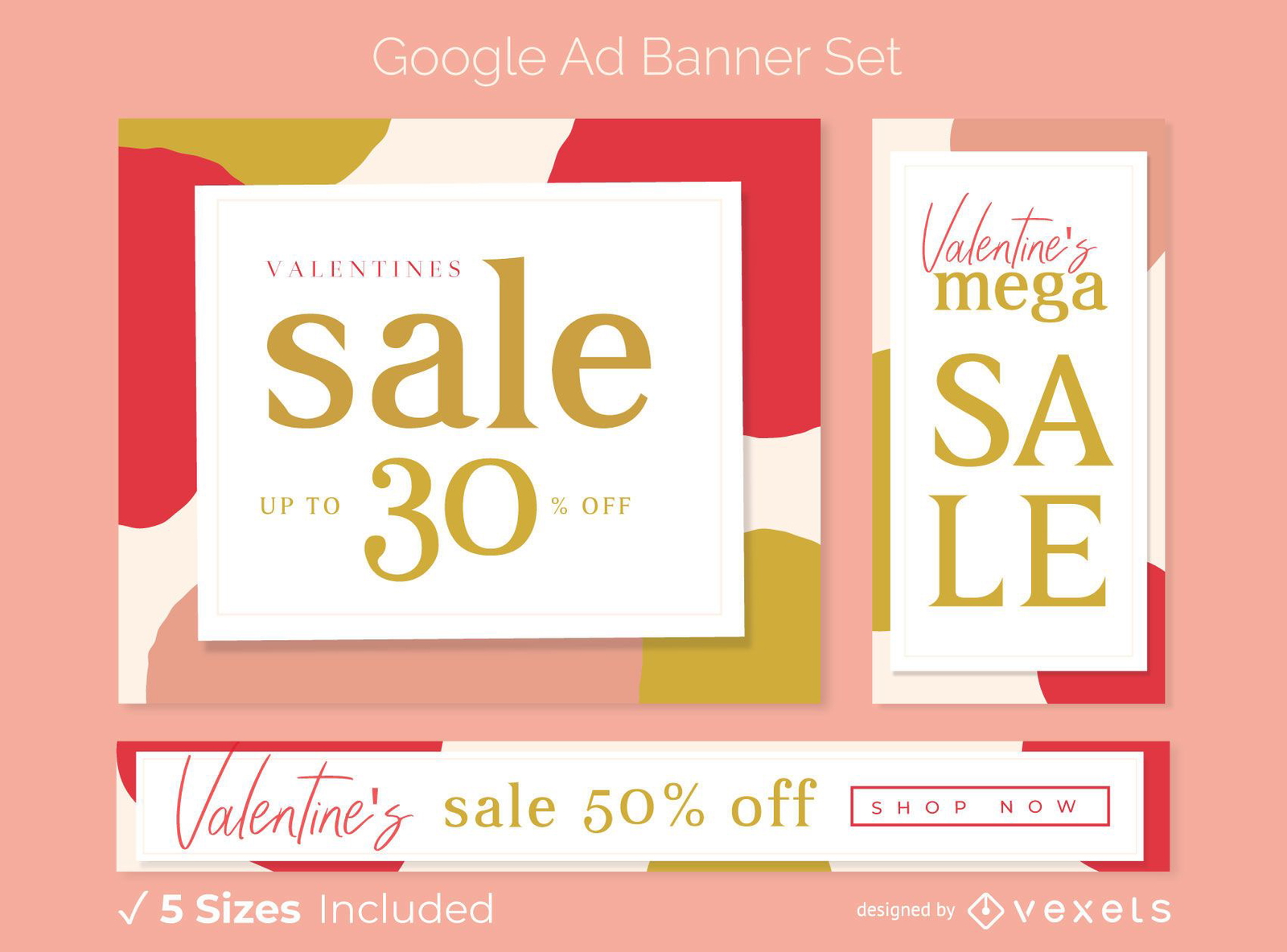 Valentine sale ad banner set