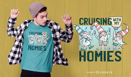 Design de camisetas de gnomos Cruising