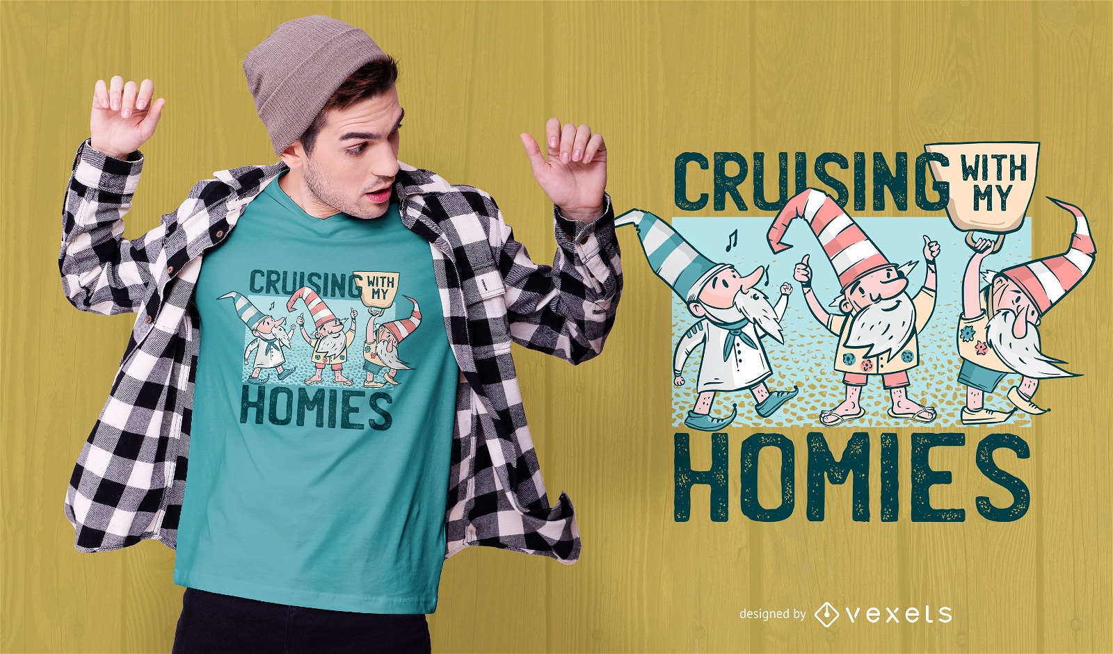 Cruising gnomes t-shirt design