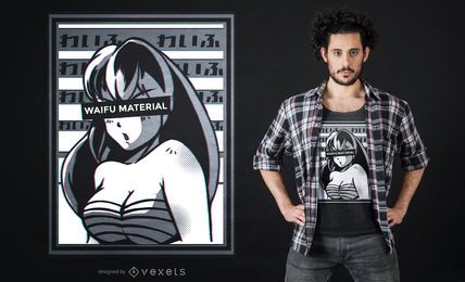 Diseño de camiseta de anime material de Waifu Diseño de camiseta de anime material de Waifu
