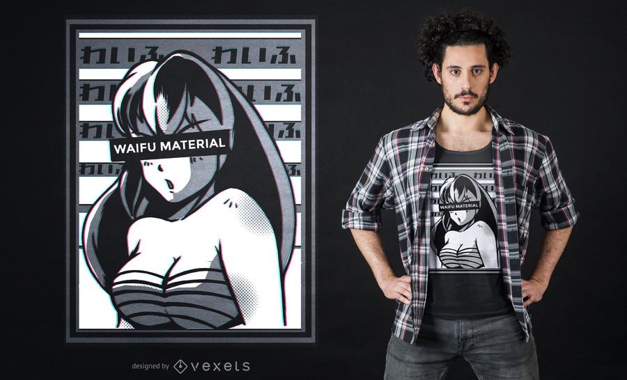 Diseño de camiseta de anime material de Waifu Diseño de camiseta de anime material de Waifu