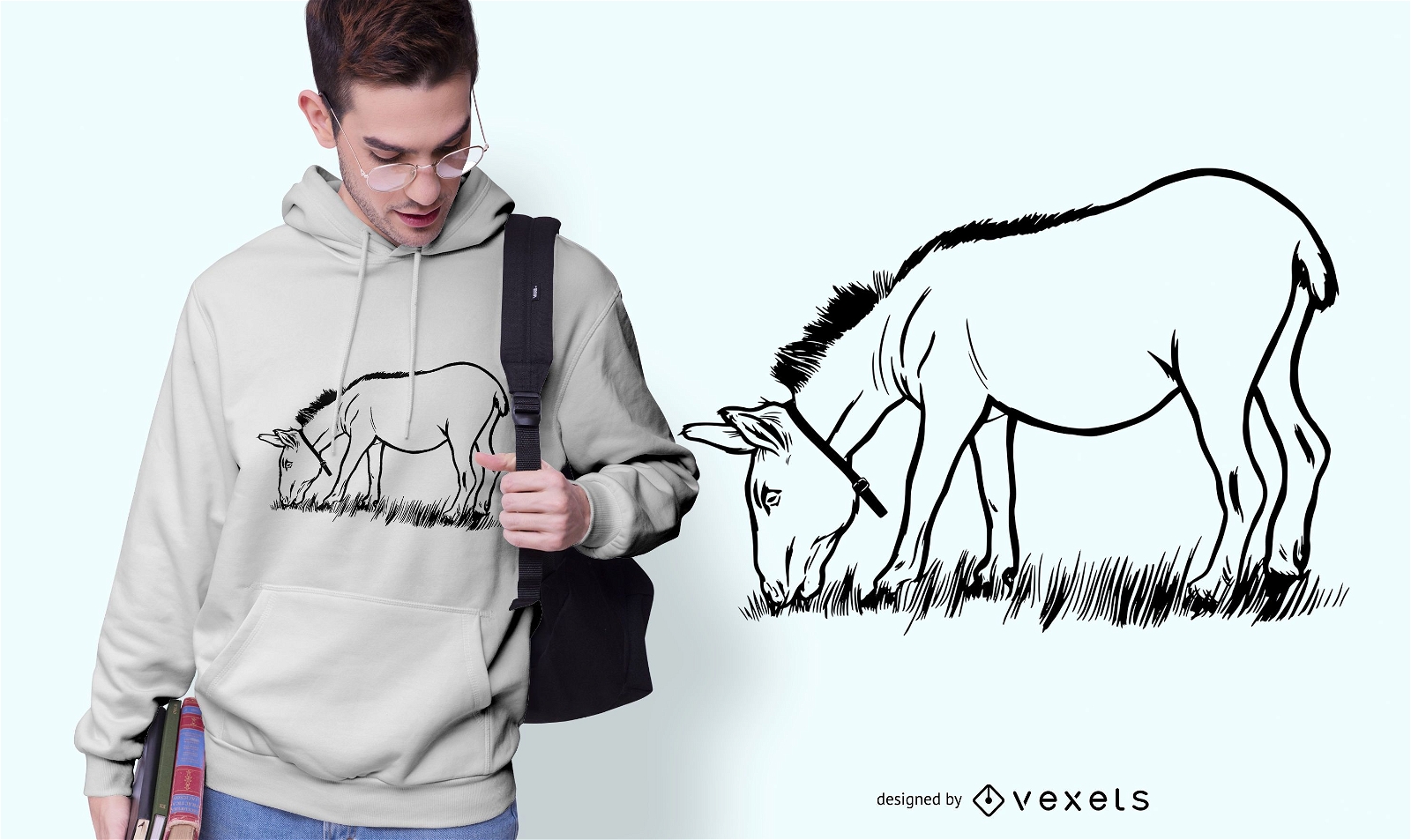Design de camiseta comendo burro