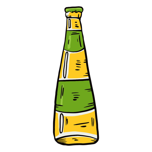 Botella de cerveza etiqueta plana Diseño PNG