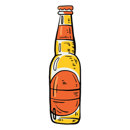 Botella de cerveza etiqueta plana Diseño PNG