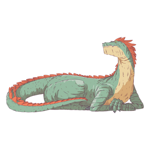 Ilustração colorida de dragão réptil Desenho PNG