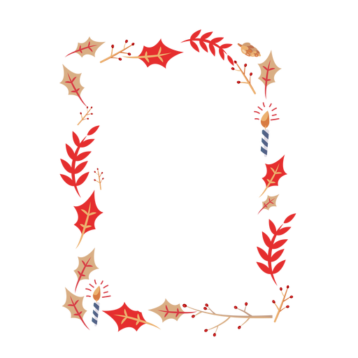 Frame branch leaf candle badge sticker PNG Design