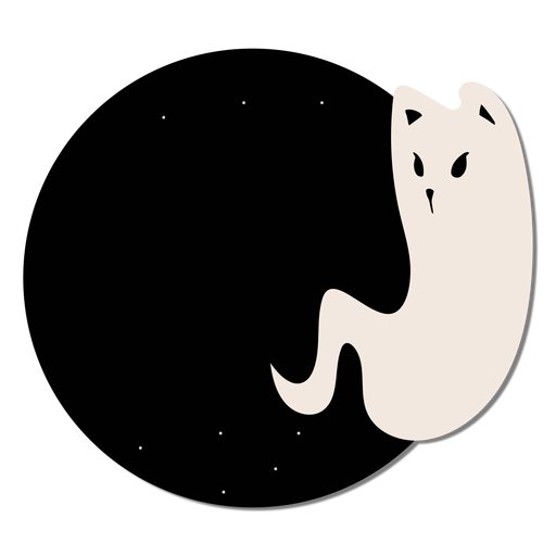 Ghost cat sticker badge