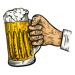 Glasbierhandillustration PNG-Design