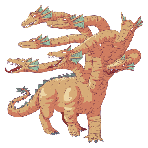 Hydra reptile colored coloured illustration