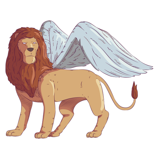 Ilustração colorida de asa de leão Desenho PNG