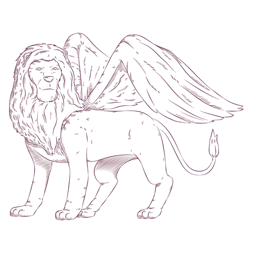 Ilustração de asa de leão Desenho PNG