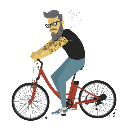 Man hipster bicycle flat PNG Design
