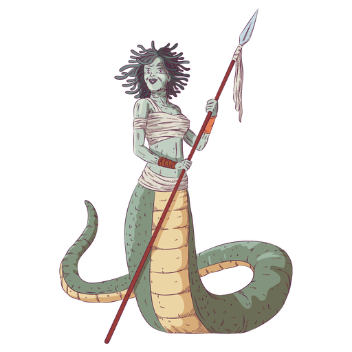 Medusa gorgon woman colored coloured illustration PNG Design