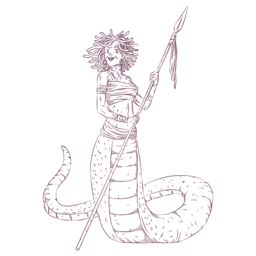 Ilustración de mujer medusa gorgona Diseño PNG