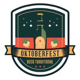 Oktoberfest Bier traditionelle Flasche Hopfenband Abzeichen Aufkleber PNG-Design