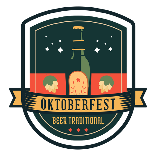 Oktoberfest Bier traditionelle Flasche Hopfenband Abzeichen Aufkleber PNG-Design