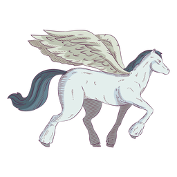 Ilustración de color de caballo Pegaso Diseño PNG