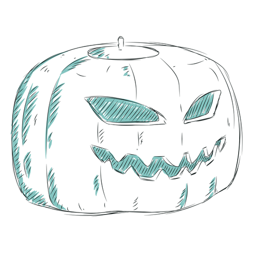 Pumpkin grin line illustration PNG Design