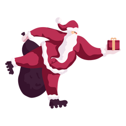 Santa claus rollers sack bag flat PNG Design