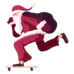 Santa claus skateboard sack bag flat PNG Design