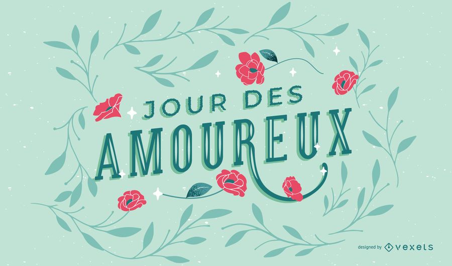 Valentine's day french lettering design Valentine's day french lettering design