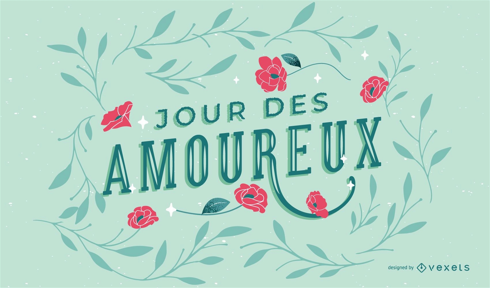 Valentine's day french lettering design