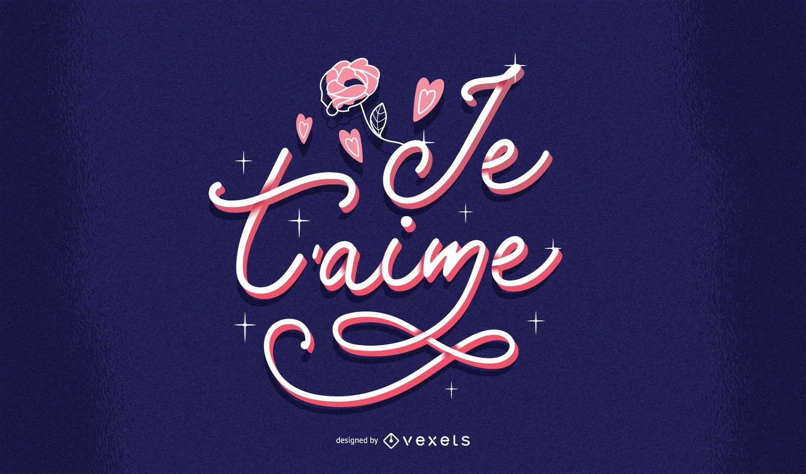 Je t'aime valentine's lettering