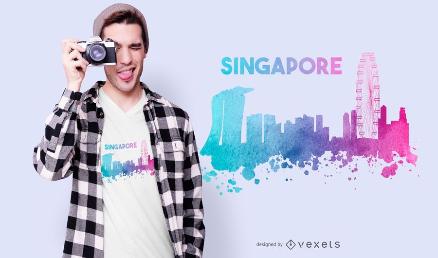 Singapore skyline t-shirt design Singapore skyline t-shirt design