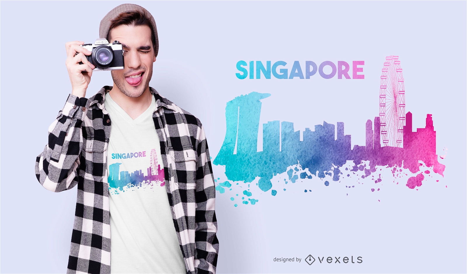 Singapore skyline t-shirt design