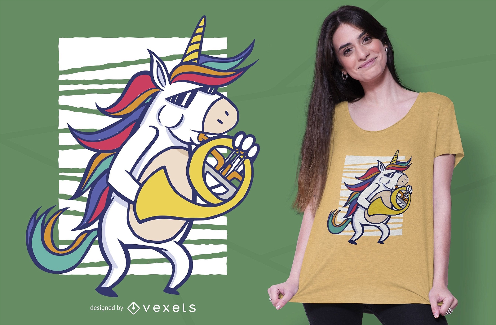 Diseño de camiseta de unicornio de cuerno francés.