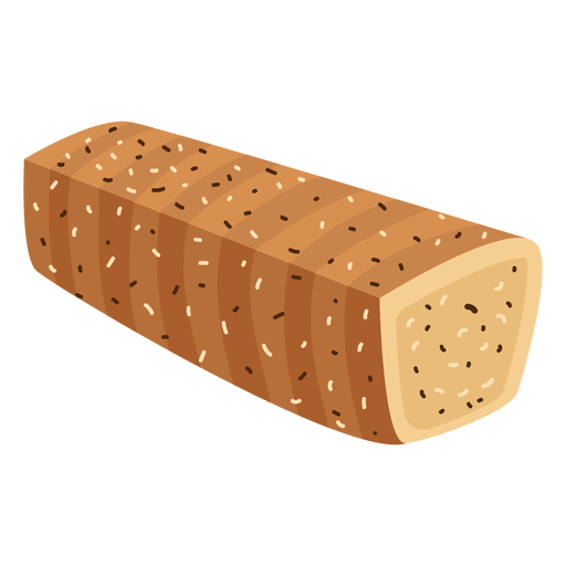 Sesame poppy bread loaf flat PNG Design
