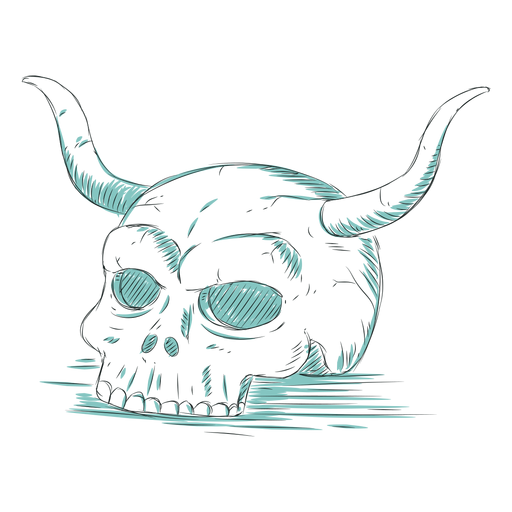 Skull horn line illustration - Transparent PNG & SVG vector file